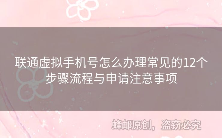 聯(lián)通虛擬手機(jī)號(hào)怎么辦理常見的12個(gè)步驟流程與申請(qǐng)注意事項(xiàng)