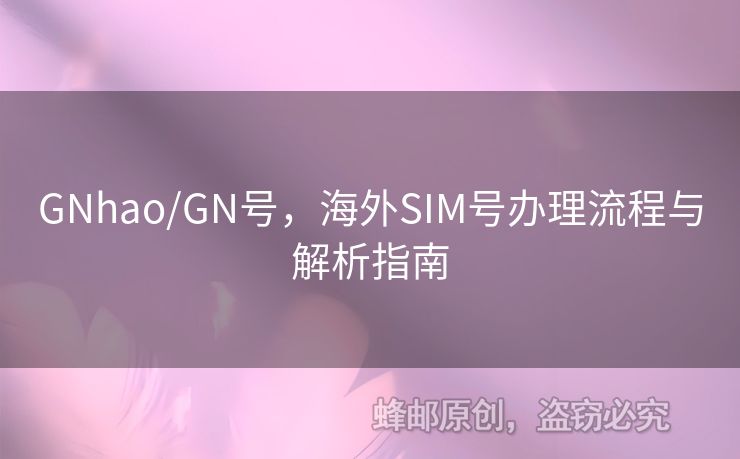 GNhao/GN號，海外SIM號辦理流程與解析指南