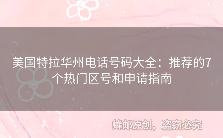 美國(guó)特拉華州電話號(hào)碼大全：推薦的7個(gè)熱門區(qū)號(hào)和申請(qǐng)指南