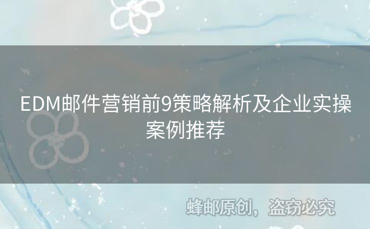 EDM郵件營銷前9策略解析及企業(yè)實(shí)操案例推薦
