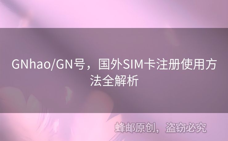 GNhao/GN號，國外SIM卡注冊使用方法全解析