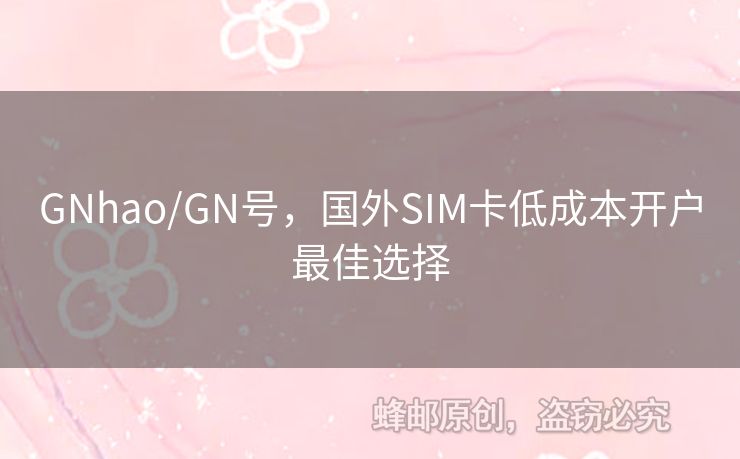 GNhao/GN號，國外SIM卡低成本開戶最佳選擇