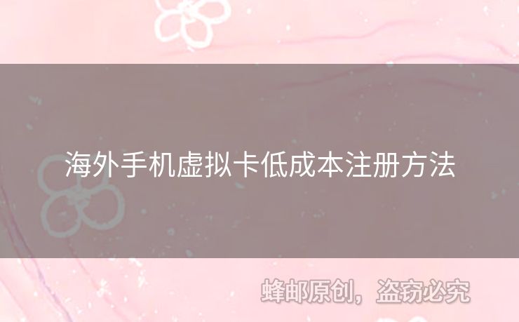 海外手機(jī)虛擬卡低成本注冊(cè)方法