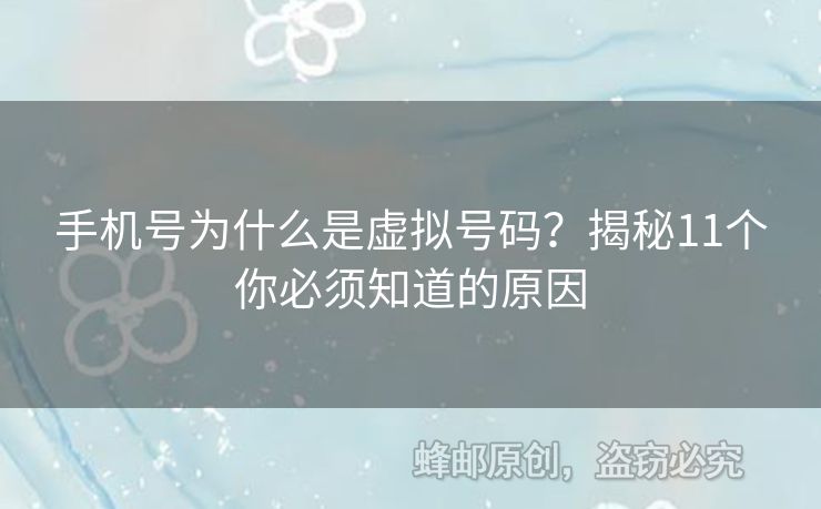 手機(jī)號(hào)為什么是虛擬號(hào)碼？揭秘11個(gè)你必須知道的原因