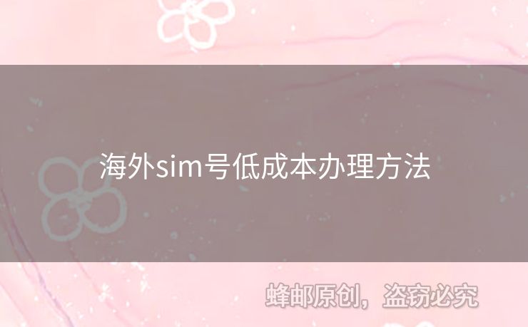 海外sim號(hào)低成本辦理方法