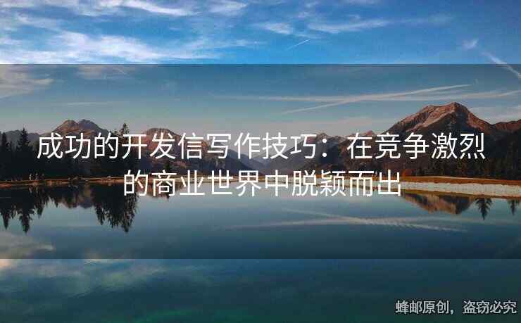 成功的開發(fā)信寫作技巧：在競爭激烈的商業(yè)世界中脫穎而出