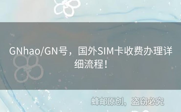 GNhao/GN號，國外SIM卡收費辦理詳細流程！
