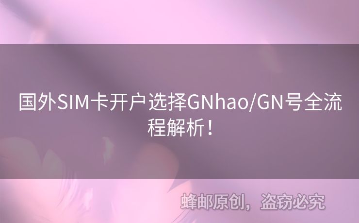 國外SIM卡開戶選擇GNhao/GN號(hào)全流程解析！