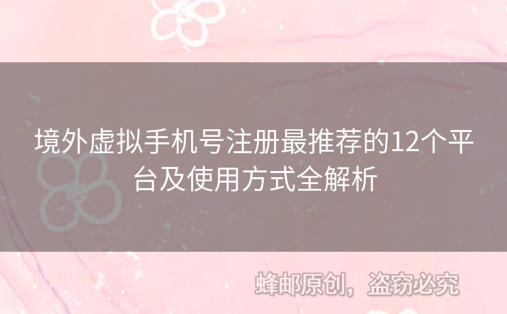 境外虛擬手機(jī)號(hào)注冊(cè)最推薦的12個(gè)平臺(tái)及使用方式全解析