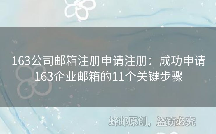 163公司郵箱注冊申請注冊：成功申請163企業(yè)郵箱的11個關鍵步驟