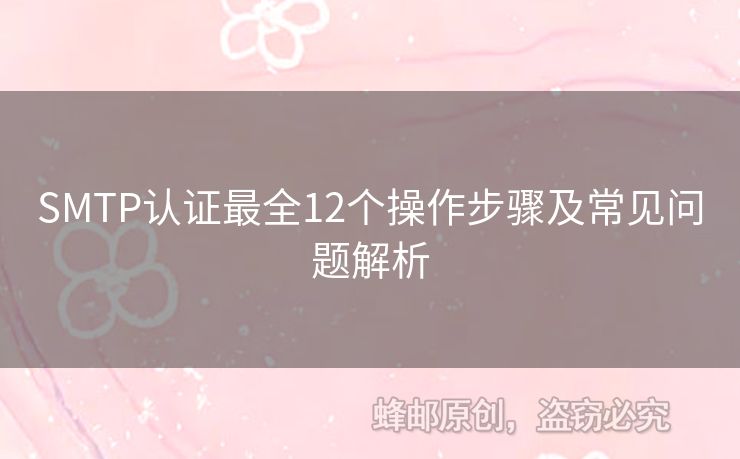 SMTP認證最全12個操作步驟及常見問題解析