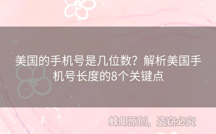 美國的手機號是幾位數(shù)？解析美國手機號長度的8個關(guān)鍵點