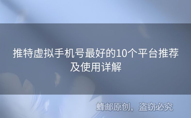 推特虛擬手機號最好的10個平臺推薦及使用詳解