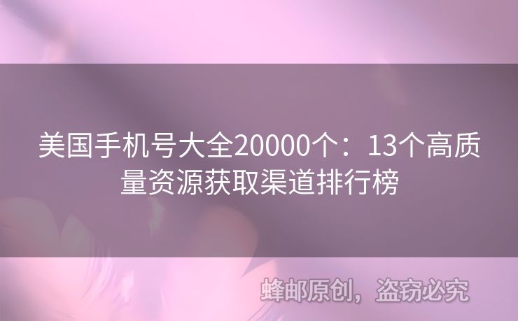 美國(guó)手機(jī)號(hào)大全20000個(gè)：13個(gè)高質(zhì)量資源獲取渠道排行榜