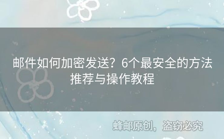 郵件如何加密發(fā)送？6個(gè)最安全的方法推薦與操作教程