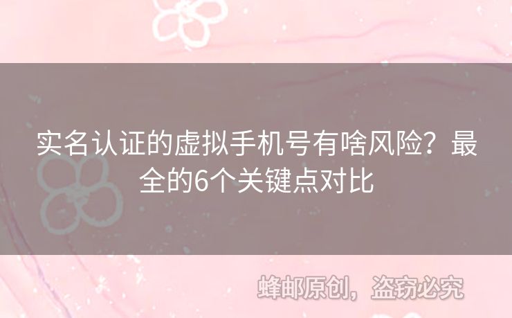 實名認證的虛擬手機號有啥風(fēng)險？最全的6個關(guān)鍵點對比