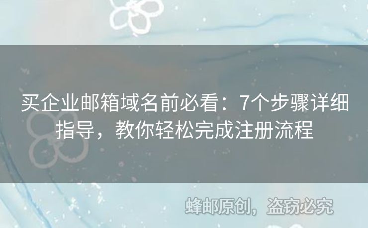 買企業(yè)郵箱域名前必看：7個(gè)步驟詳細(xì)指導(dǎo)，教你輕松完成注冊(cè)流程