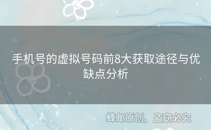 手機(jī)號(hào)的虛擬號(hào)碼前8大獲取途徑與優(yōu)缺點(diǎn)分析