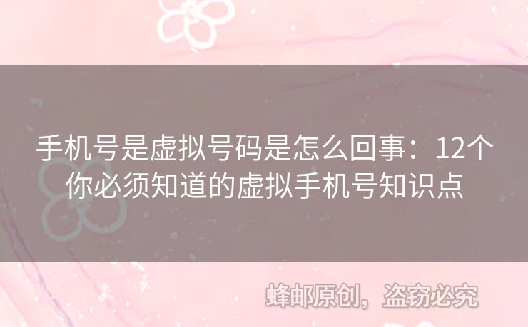 手機(jī)號(hào)是虛擬號(hào)碼是怎么回事：12個(gè)你必須知道的虛擬手機(jī)號(hào)知識(shí)點(diǎn)