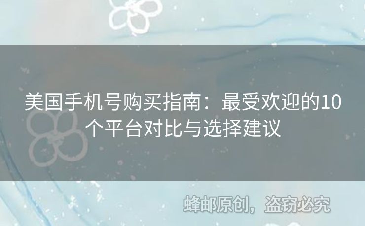 美國手機號購買指南：最受歡迎的10個平臺對比與選擇建議
