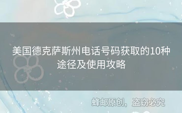 美國(guó)德克薩斯州電話號(hào)碼獲取的10種途徑及使用攻略