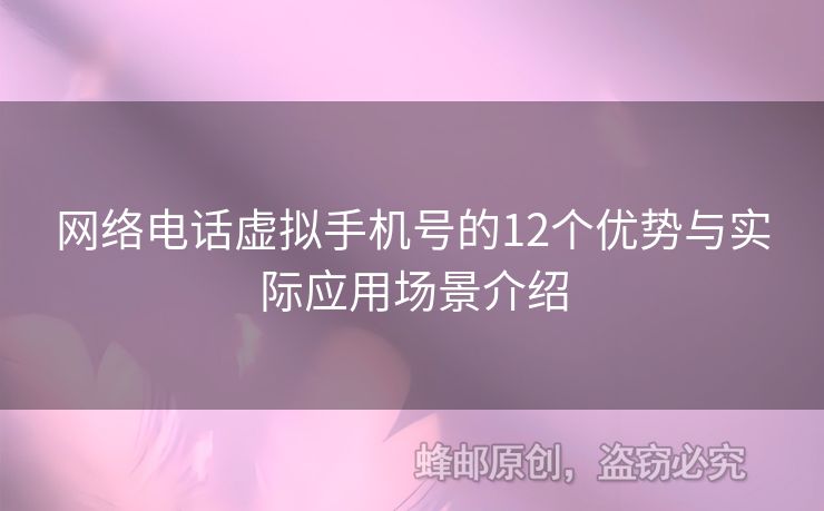 網(wǎng)絡電話虛擬手機號的12個優(yōu)勢與實際應用場景介紹