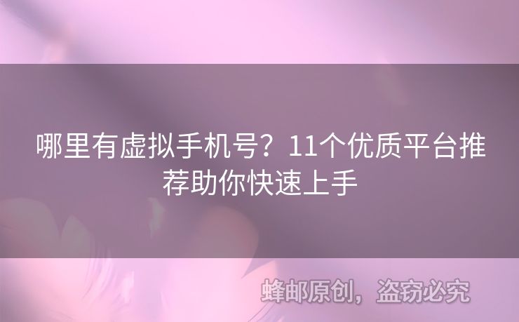 哪里有虛擬手機(jī)號(hào)？11個(gè)優(yōu)質(zhì)平臺(tái)推薦助你快速上手