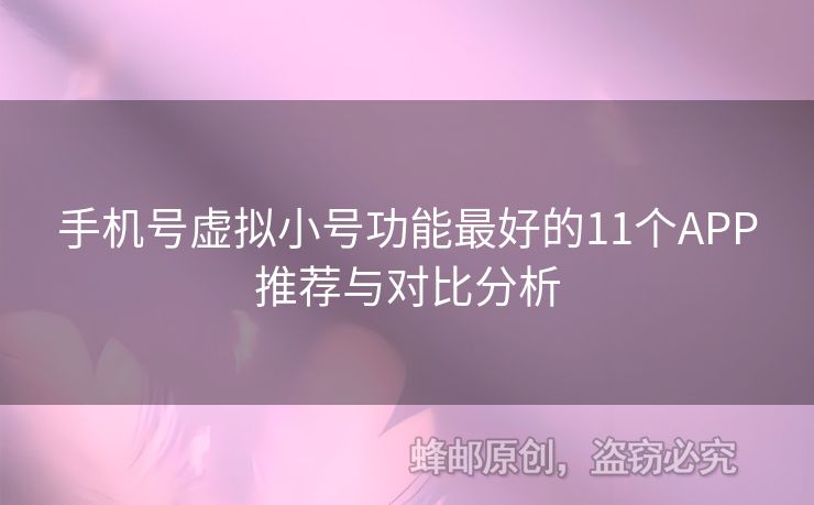 手機(jī)號(hào)虛擬小號(hào)功能最好的11個(gè)APP推薦與對(duì)比分析