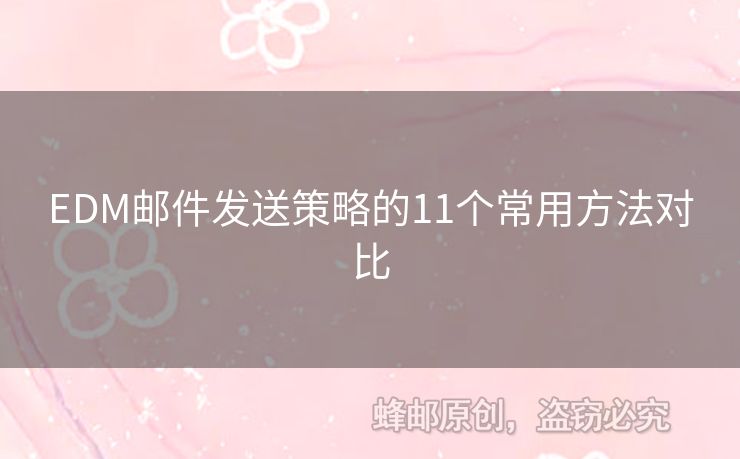 EDM郵件發(fā)送策略的11個常用方法對比