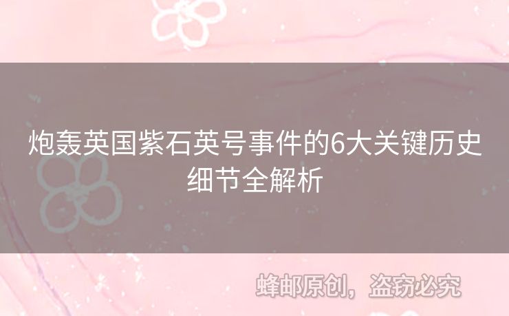 炮轟英國(guó)紫石英號(hào)事件的6大關(guān)鍵歷史細(xì)節(jié)全解析