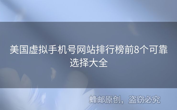 美國(guó)虛擬手機(jī)號(hào)網(wǎng)站排行榜前8個(gè)可靠選擇大全